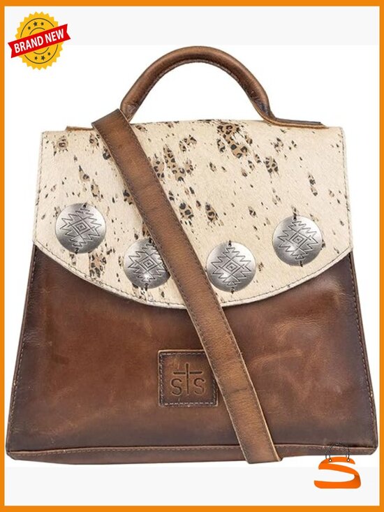 Convertible Western Backpack With Animal Print - Brown Leather main image 6